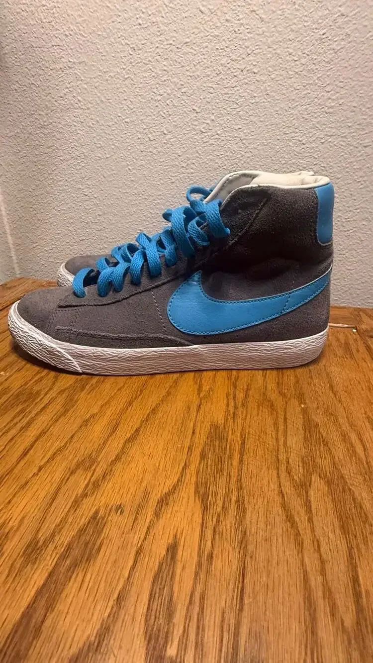 Nike Blazer Mid Vintage GS Suede Sneakers Grey Photo Blue